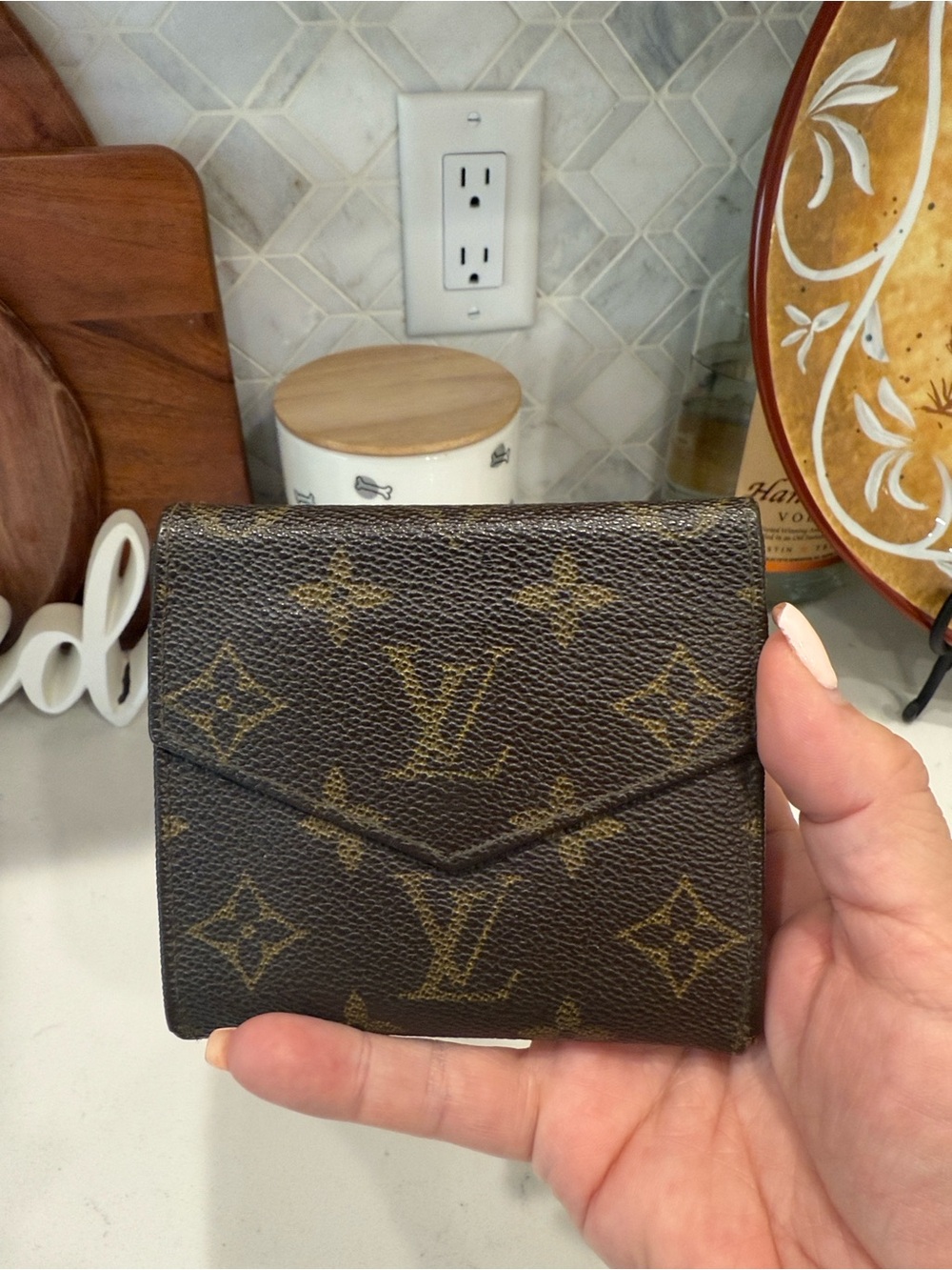 Louis Vuitton Monogram Canvas Small Wallet in Brown double sided